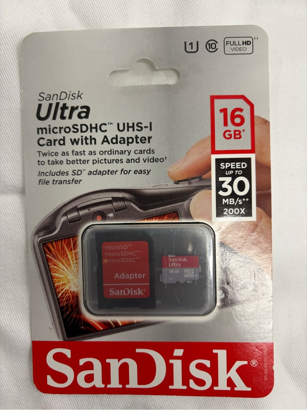 SanDisk Ultra 16GB microSDHC UHS-I Card with Adapter